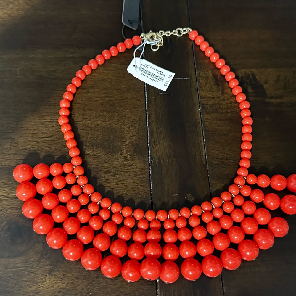 NWT- J. Crew Vibrant Red Beaded Necklace